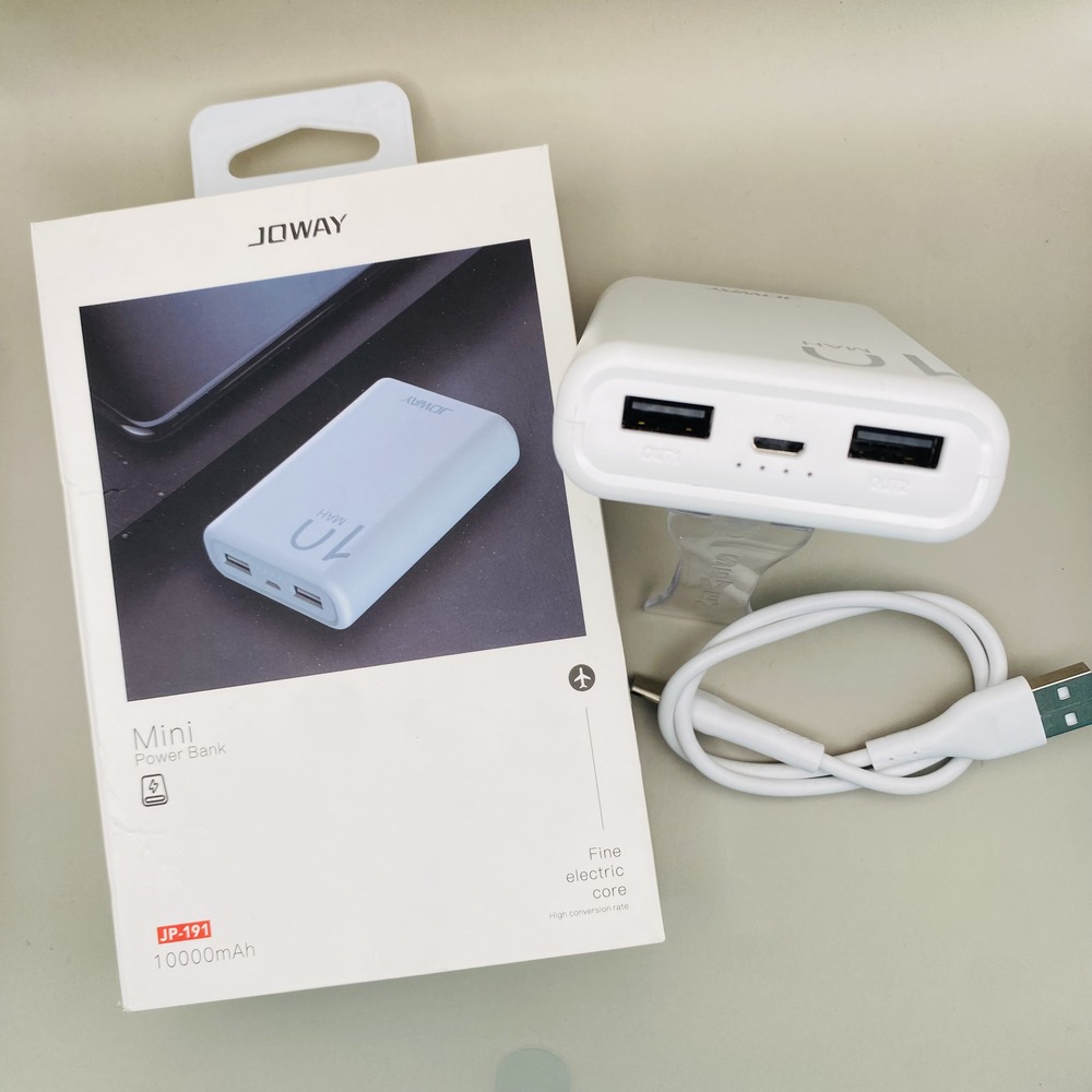 پاوربانک مینی جوی 10000 میلی‌آمپر با گارانتی ۱۲ ماهه - Joway Power Bank 10000mAh Mini - شارژر همراه سبک - نمای بسته بندی