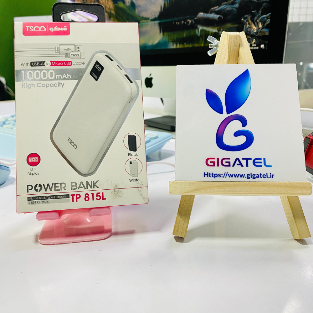 پاور بانک تسکو مدل TP815L | ظرفیت 10000 میلی‌آمپر | طراحی باریک 1.5cm | دو پورت خروجی - نمای کلی