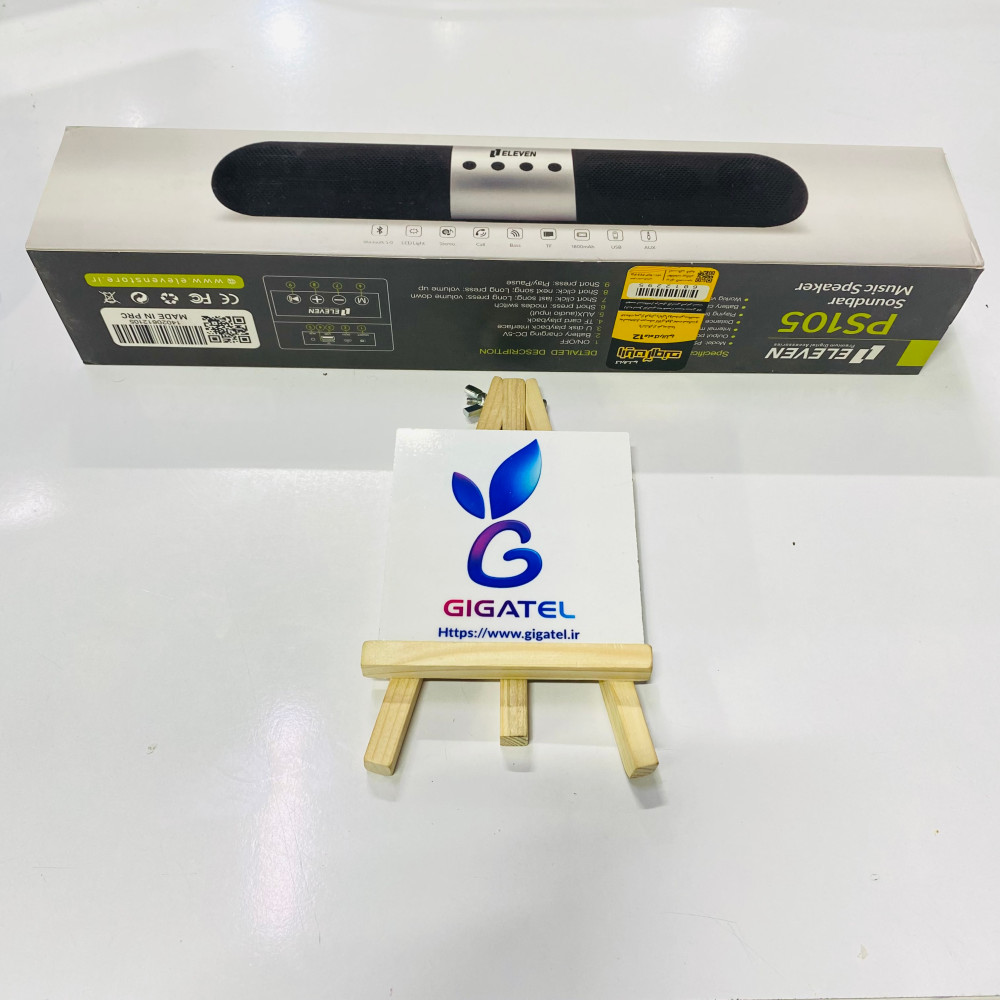 اسپیکر الون eleven مدل PS105 | طراحی بلند و باریک ۳۸cm | بدنه جیر | بلوتوث ۵ | کیفیت استریو عالی - نمای کلی