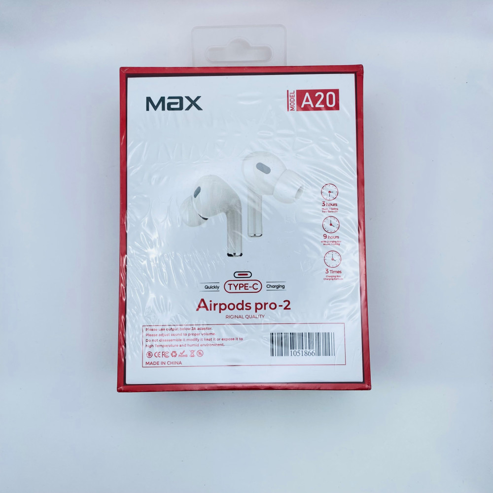 ایرپاد پرو 2 مکس مدل A20 | هدفون بی‌سیم با نویزکَنش فعال ANC | بلوتوث 5.3 - نمای بسته بندی