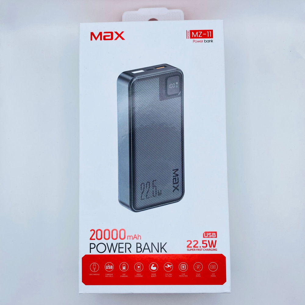پاور بانک مکث مدل MZ11 | ۲۰۰۰۰ میلی‌آمپر | ۲۲.۵ وات فست شارژ PD QC | نمایشگر دیجیتال - نمای نزدیک